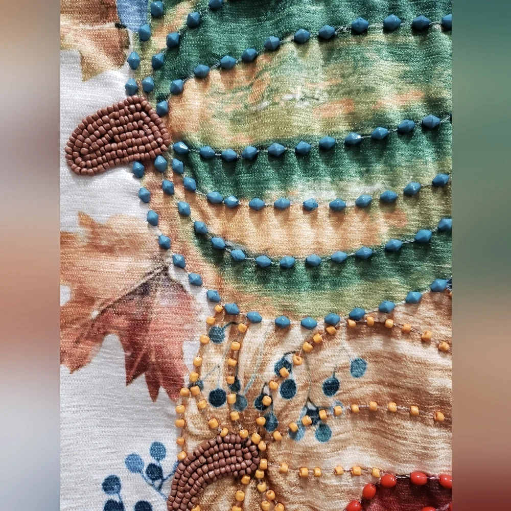 Nicole Miller Home 14 x 72 Multicolor Beaded Pumpkins Table Runner